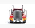 Red Semi Truck With Lowbed Trailer 3D模型 正面图