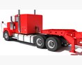 Red Semi Truck With Lowbed Trailer 3d model dashboard