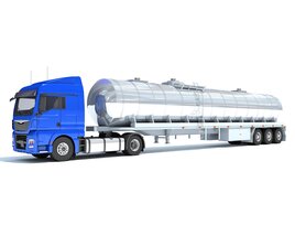 Two Axle Truck With Fuel Tank Semitrailer 3D model