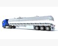 Two Axle Truck With Fuel Tank Semitrailer 3Dモデル wire render