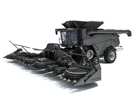 Advanced Black Combine Harvester With Corn Head 3Dモデル