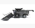 Advanced Black Combine Harvester With Corn Head 3D 모델  back view