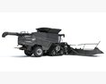 Advanced Black Combine Harvester With Corn Head Modelo 3d vista lateral