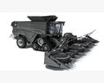 Advanced Black Combine Harvester With Corn Head 3D модель
