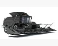 Advanced Black Combine Harvester With Corn Head Modèle 3d vue du dessus
