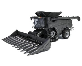 Modern Combine Harvester With Corn Head 3D 모델 