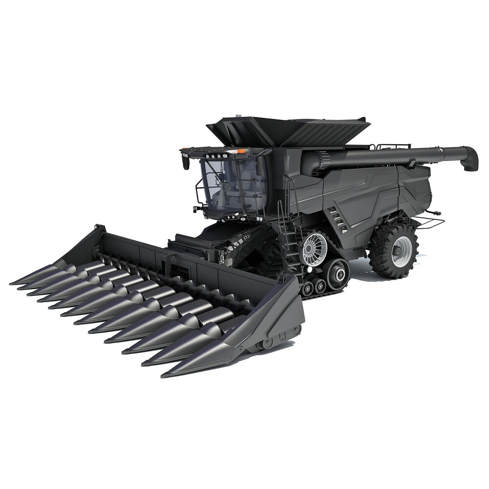Modern Combine Harvester With Corn Head 3D模型