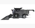 Modern Combine Harvester With Corn Head 3d model back view