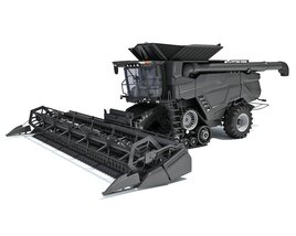 Track-Mounted Combine Harvester With Draper Header 3D model