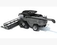 Track-Mounted Combine Harvester With Draper Header 3Dモデル wire render