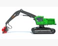 Tracked Forestry Harvester 3D 모델  back view