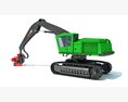 Tracked Forestry Harvester 3d model wire render