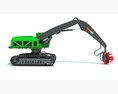Tracked Forestry Harvester 3d model top view