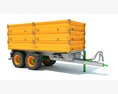 Farm Tractor Trailer 3D 모델  top view