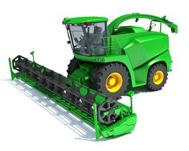 Green Forage Harvester With Rotary Header 3Dモデル