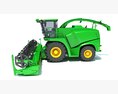 Green Forage Harvester With Rotary Header 3d model back view