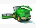 Green Forage Harvester With Rotary Header 3D模型 侧视图