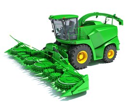 Green Forage Harvester With Windrow Pickup Header 3D model