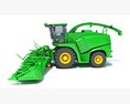 Green Forage Harvester With Windrow Pickup Header 3D 모델  back view