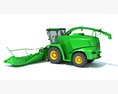 Green Forage Harvester With Windrow Pickup Header 3d model wire render