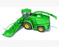 Green Forage Harvester With Windrow Pickup Header 3d model