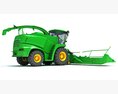 Green Forage Harvester With Windrow Pickup Header 3D модель