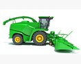 Green Forage Harvester With Windrow Pickup Header 3d model