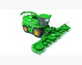 Green Forage Harvester With Windrow Pickup Header Modelo 3D vista superior