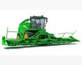 Green Forage Harvester With Windrow Pickup Header 3D 모델  front view