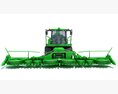 Green Forage Harvester With Windrow Pickup Header 3d model clay render