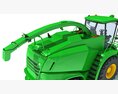 Green Forage Harvester With Windrow Pickup Header 3d model seats