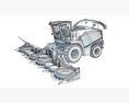 Green Forage Harvester With Windrow Pickup Header 3Dモデル
