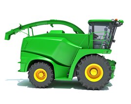 Modern Green Forage Harvester With Large Tires 3D модель