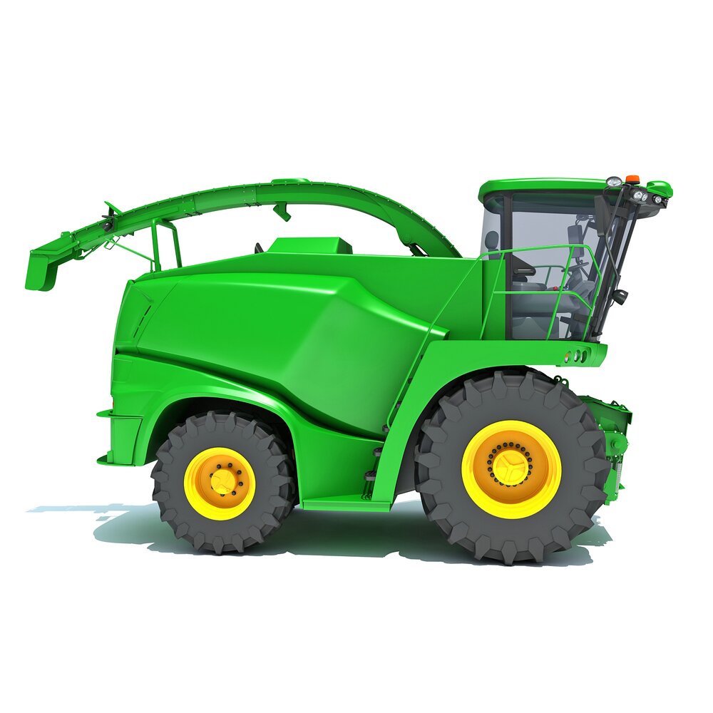 Modern Green Forage Harvester With Large Tires Modèle 3D