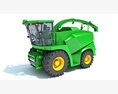 Modern Green Forage Harvester With Large Tires 3D модель back view