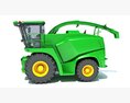 Modern Green Forage Harvester With Large Tires 3D модель wire render