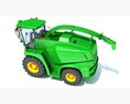 Modern Green Forage Harvester With Large Tires 3D модель side view