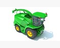 Modern Green Forage Harvester With Large Tires Modello 3D vista frontale