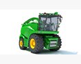 Modern Green Forage Harvester With Large Tires 3D模型 clay render