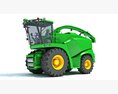Modern Green Forage Harvester With Large Tires Modelo 3D dashboard