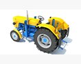 Old Classic Tractor 3D模型 wire render