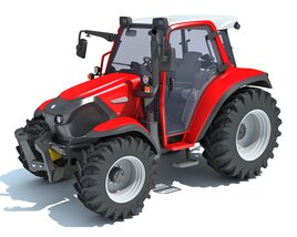 Compact Red Farm Tractor Modello 3D