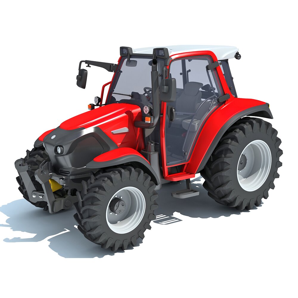 Compact Red Farm Tractor 3Dモデル