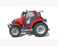 Compact Red Farm Tractor 3D模型 后视图