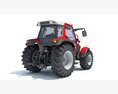 Compact Red Farm Tractor 3d model side view