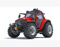 Compact Red Farm Tractor 3d model front view