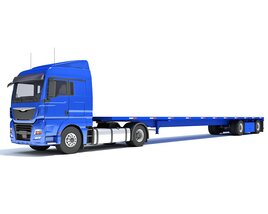 Freightliner Truck With Flatbed Trailer 3D模型