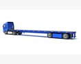 Freightliner Truck With Flatbed Trailer 3D модель wire render