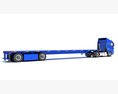 Freightliner Truck With Flatbed Trailer 3D模型 侧视图