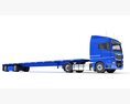 Freightliner Truck With Flatbed Trailer Modello 3D vista dall'alto